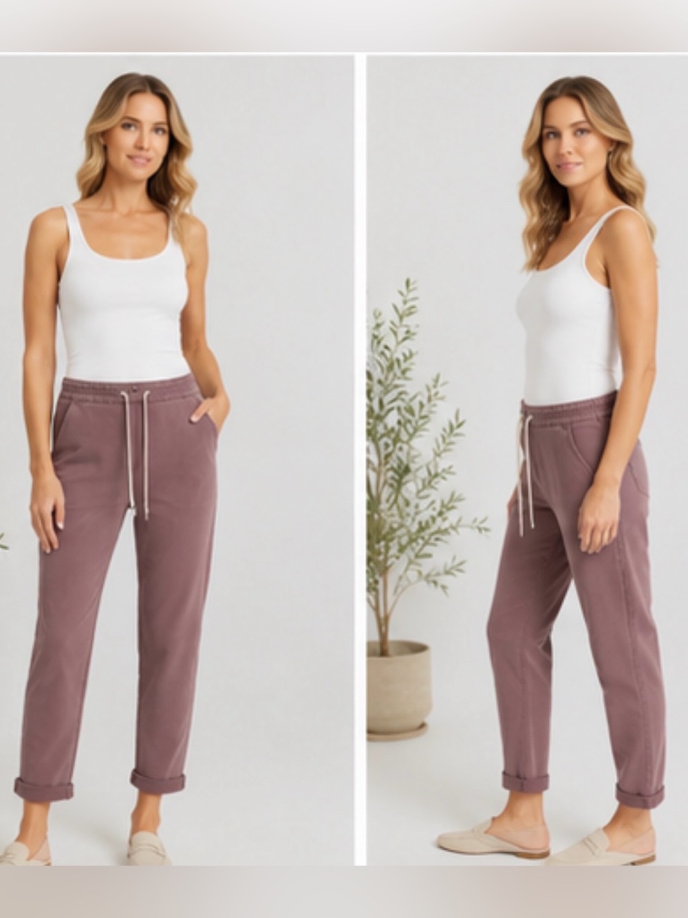 PAIGE Mauve Relaxed Drawstring Joggers